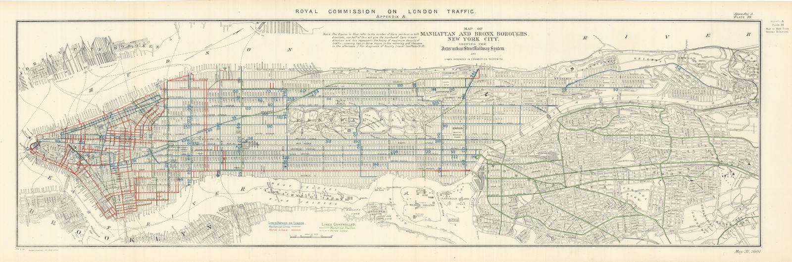 Manhattan & Bronx, New York City, Interurban Street Railway System 1906 map